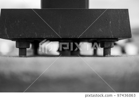 Structural support on concrete with gap to main plate and anchor bolts Structural support on concrete with gap to main plate and anchor bolts 97436863