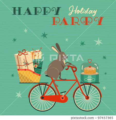 Bunny Rabbit deliver presents to holiday party 97437365