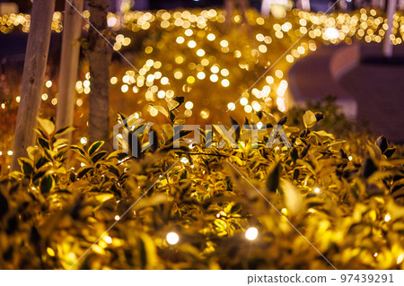 Beautiful Christmas illumination at Kitanagase Station in Okayama City, Okayama Prefecture, Japan 97439291