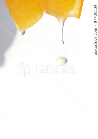 Summer coral orange slice. Citrus food diet. Fruit round juicy concept. Modern 97439534