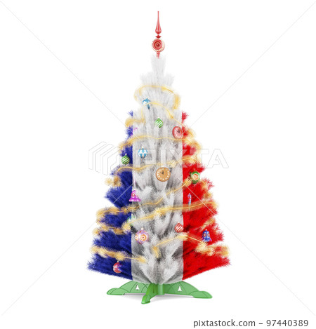 French flag painted on the Christmas tree, 3D rendering 97440389