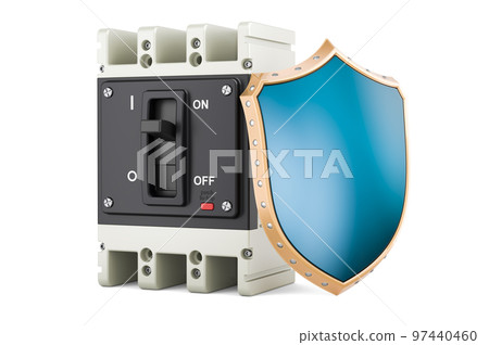 Circuit breaker with shield, 3D rendering 97440460