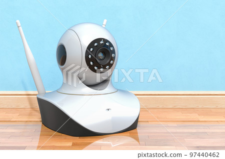 IP camera in room near wall, 3D rendering 97440462