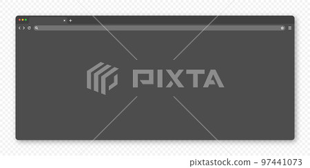 Blank web browser window with tab, toolbar and search field. Modern website, internet page in flat style. Browser mockup for computer, tablet and smartphone. Dark mode. Vector illustration Blank web browser window with tab, toolbar and search field. Modern website, internet page in flat style. Browser mockup for computer, tablet and smartphone. Dark mode. Vector illustration 97441073