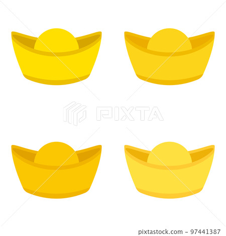 Chinese Gold Ingot in flat style isolated Chinese Gold Ingot in flat style isolated 97441387