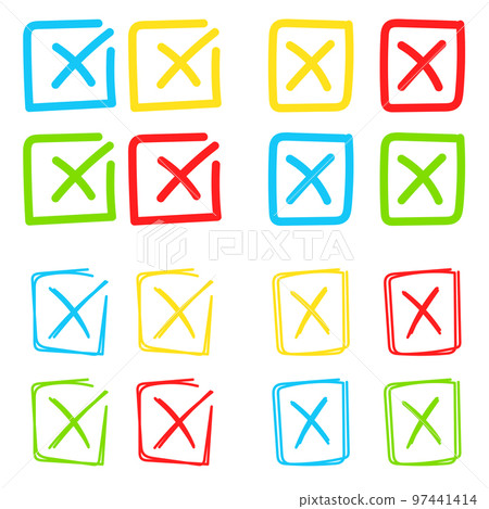 Set of hand drawn Cross Mark 97441414