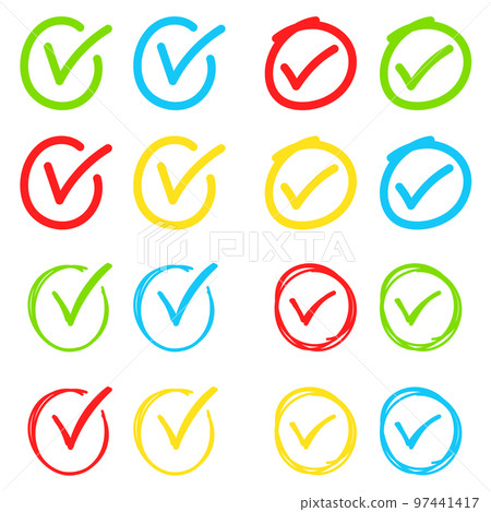 Set of hand drawn Check Mark-插圖素材 [97441417] - PIXTA圖庫