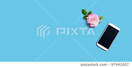 Smartphone with a pink rose 97442687