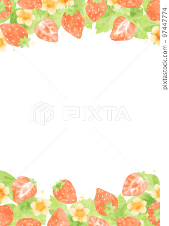 鮮豔的手繪草莓相框素材 鮮豔的手繪草莓相框素材 97447774
