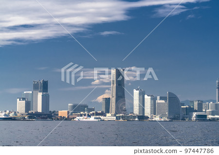 "Kanagawa Prefecture" Yokohama Minatomirai and Mt. Fuji scenery 97447786