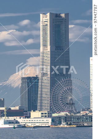 "Kanagawa Prefecture" Yokohama Minatomirai and Mt. Fuji scenery 97447787