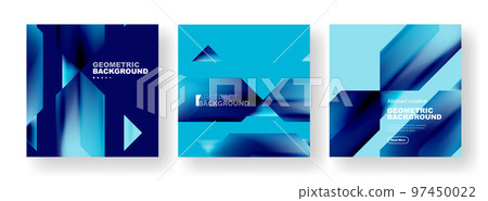 Vector set of abstract geometric poster backgrounds, colorful shapes with fluid colors. Collection of covers, templates, flyers, placards, brochures, banners 97450022