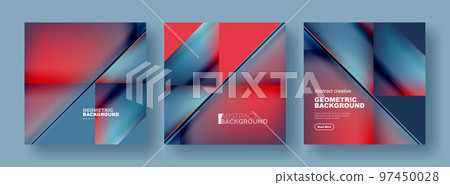 Set of abstract backgrounds - overlapping triangles with fluid gradients design. Collection of covers, templates, flyers, placards, brochures, banners 97450028
