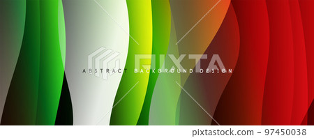 Fluid color gradients with dynamic wave line effect. Vector Illustration For Wallpaper, Banner, Background, Card, Book Illustration, landing page Fluid color gradients with dynamic wave line effect. Vector Illustration For Wallpaper, Banner, Background, Card, Book Illustration, landing page 97450038