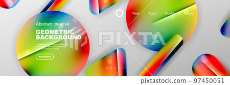 Overlapping geometric shapes background. 3D shadow effects and fluid gradients. Modern abstract forms Overlapping geometric shapes background. 3D shadow effects and fluid gradients. Modern abstract forms 97450051