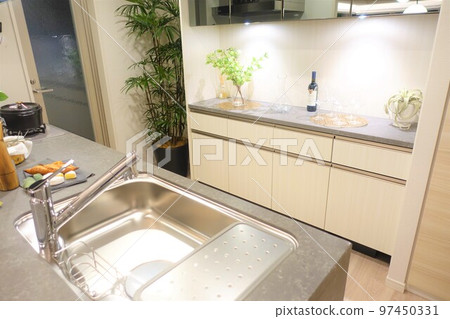 Stylish system kitchen in new house Stylish system kitchen in new house 97450331