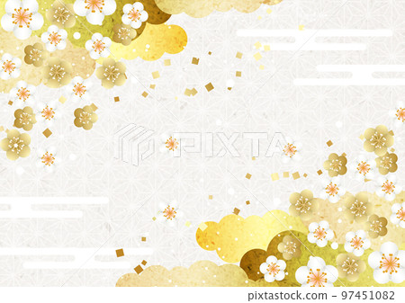 金梅角金雲麻葉圖案背景水平 金梅角金雲麻葉圖案背景水平 97451082