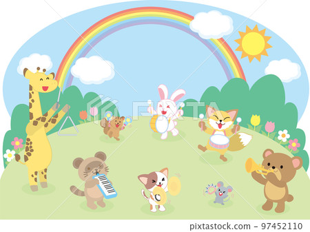 Animals concert _ forest concert _ sky _ with rainbow 97452110