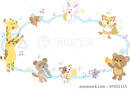 Animals' concert _ Speech bubble for title _ Light blue 97452115
