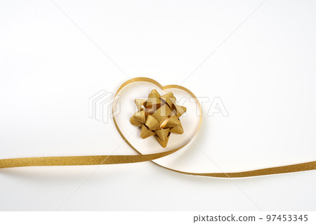 Gold ribbon white background Gold ribbon white background 97453345