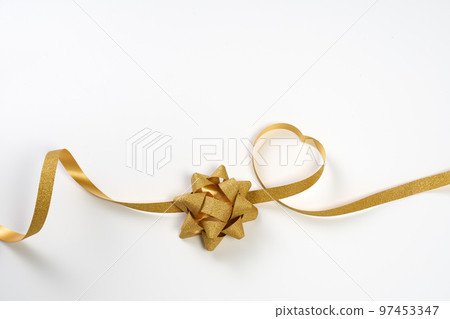 Gold ribbon white background Gold ribbon white background 97453347