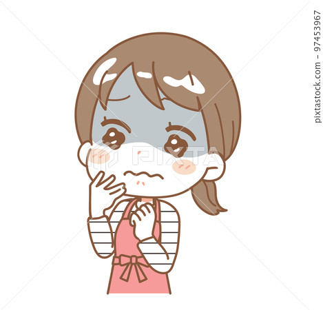 Illustration of a woman who is unwell and has a bad complexion Illustration of a woman who is unwell and has a bad complexion 97453967