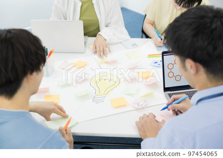 College student Rear view of students working on group work 97454065