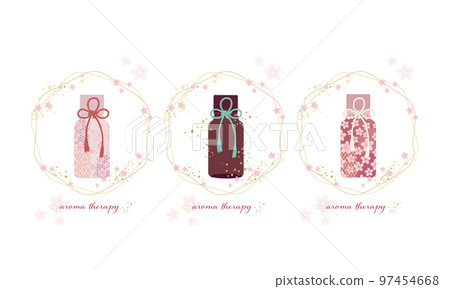 Sakura-patterned essential oil bottle inspired by the New Year, Japanese style, essential oil, aroma, essential oil bottle, aroma world 97454668