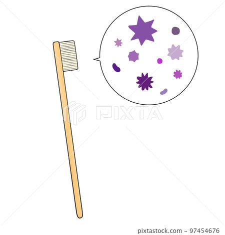 Illustration of a toothbrush (natural material) with bacteria Illustration of a toothbrush (natural material) with bacteria 97454676