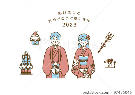 New Year's kimono person 97455046
