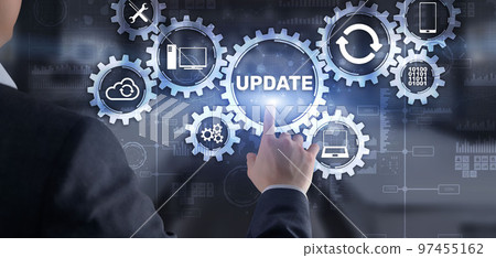 Update on virtual blue screen. Internet and technology concept 2022 97455162