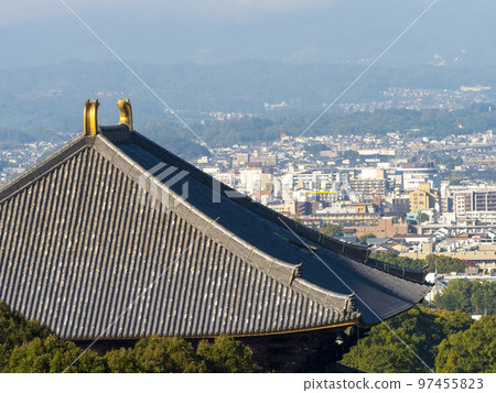 Todaiji Great Buddha Hall and the city of Nara seen from Nigatsudo Todaiji Great Buddha Hall and the city of Nara seen from Nigatsudo 97455823