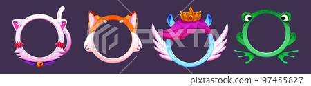 Round game avatars with animal characters design Round game avatars with animal characters design 97455827