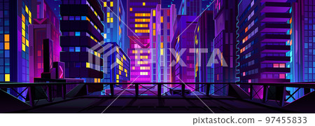 Modern night city view from top of roof 97455833