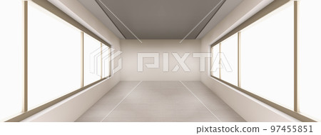 Corridor with large windows and white walls, hall Corridor with large windows and white walls, hall 97455851