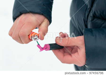 Guy Sets Fire to the Flash Noise Firecracker Outdoors Guy Sets Fire to the Flash Noise Firecracker Outdoors 97456796