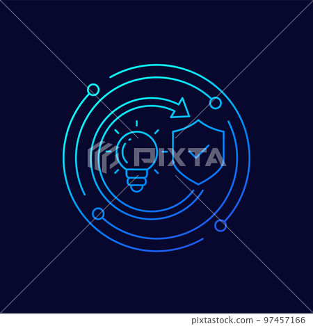patent protection, protect ideas line vector icon 97457166