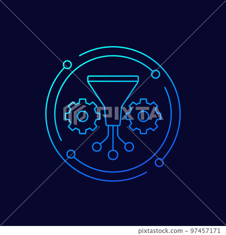 Data filtering icon, linear design 97457171