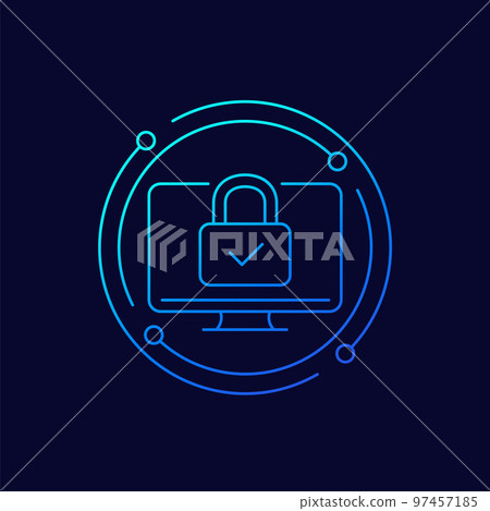 TV and lock icon, linear design 97457185