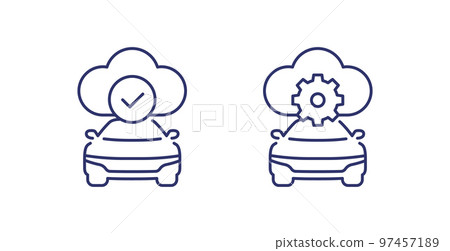 cloud solutions for transport line icons cloud solutions for transport line icons 97457189