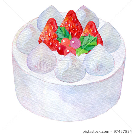 Christmas cake one-hole watercolor illustration 97457854