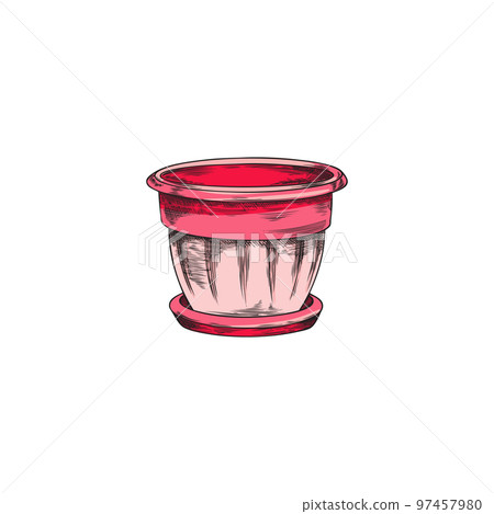 Flowerpot for house plants and kitchen herbs vector illustration isolated. Flowerpot for house plants and kitchen herbs vector illustration isolated. 97457980