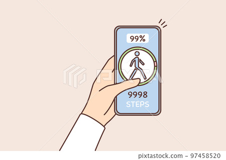 Person track steps on mobile app  97458520