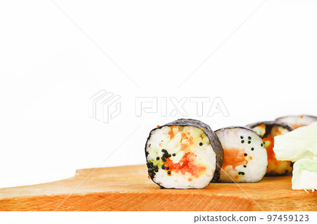 traditional Japanese sushi dish. photo with copy space traditional Japanese sushi dish. photo with copy space 97459123