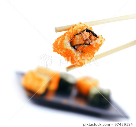 traditional Japanese sushi dish. photo with copy space traditional Japanese sushi dish. photo with copy space 97459154
