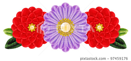 Decorative graphic of flowers made with Tsumami-zaiku Decorative graphic of flowers made with Tsumami-zaiku 97459176