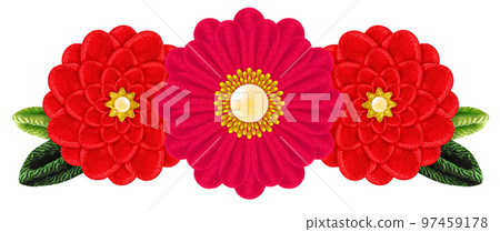 Decorative graphic of flowers made with Tsumami-zaiku Decorative graphic of flowers made with Tsumami-zaiku 97459178