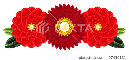 Decorative graphic of flowers made with Tsumami-zaiku Decorative graphic of flowers made with Tsumami-zaiku 97459181