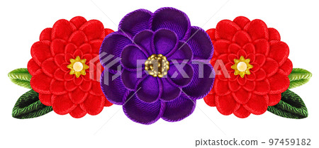 Decorative graphic of flowers made with Tsumami-zaiku Decorative graphic of flowers made with Tsumami-zaiku 97459182