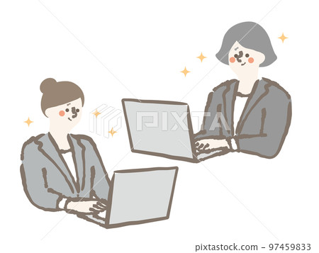 Business personal computer 2 women illustration Business personal computer 2 women illustration 97459833